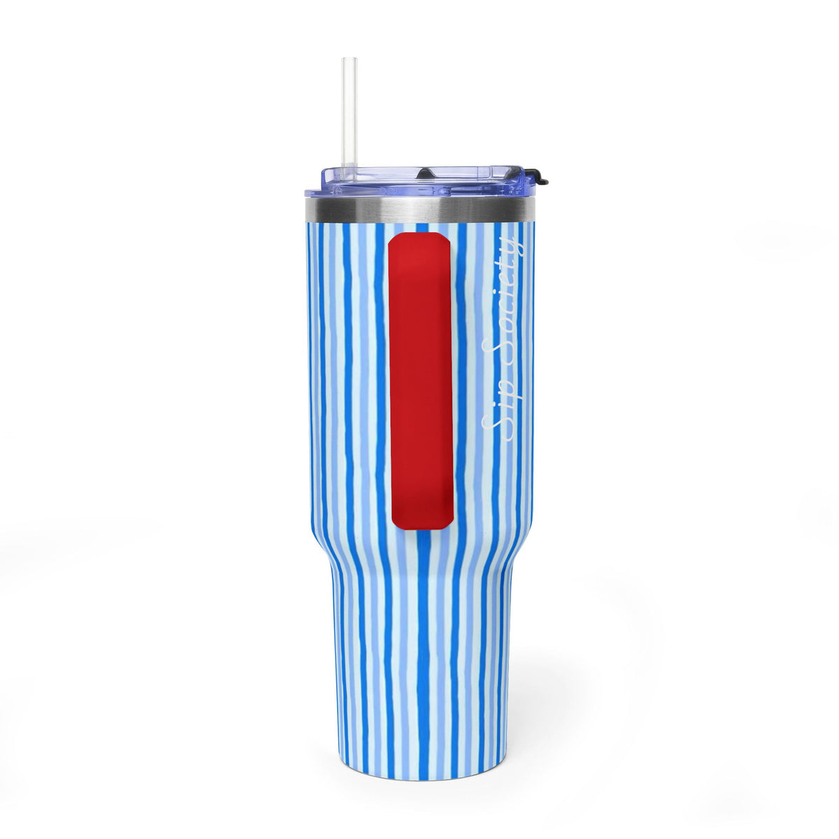 40oz Blue Watercolor Stripe Tumbler – Insulated Travel Cup
