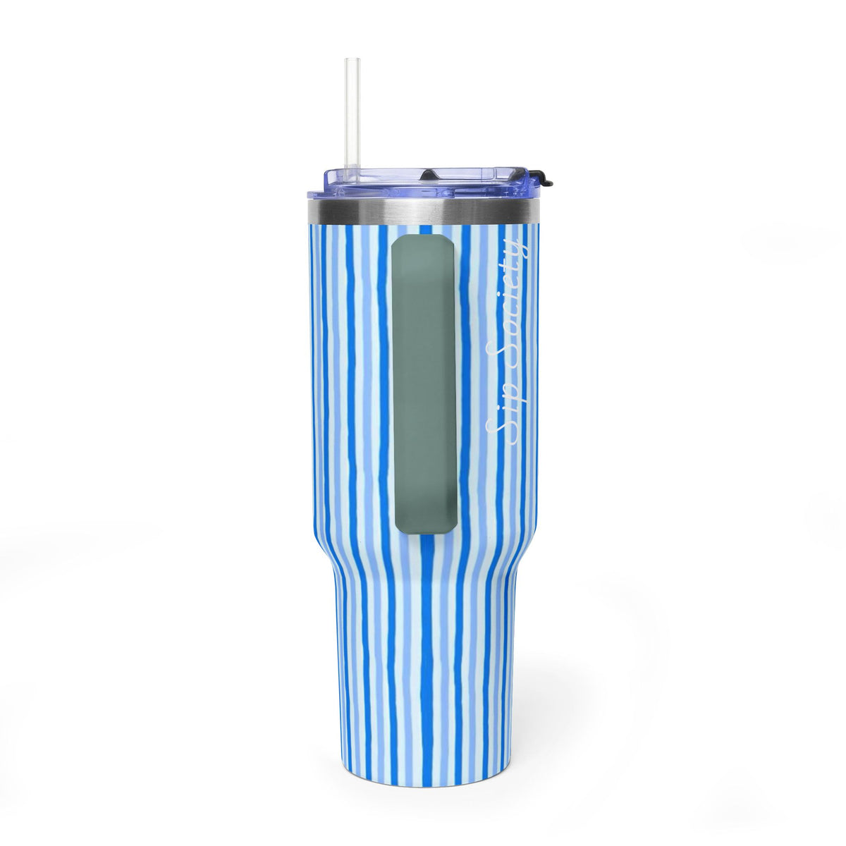 40oz Blue Watercolor Stripe Tumbler – Insulated Travel Cup