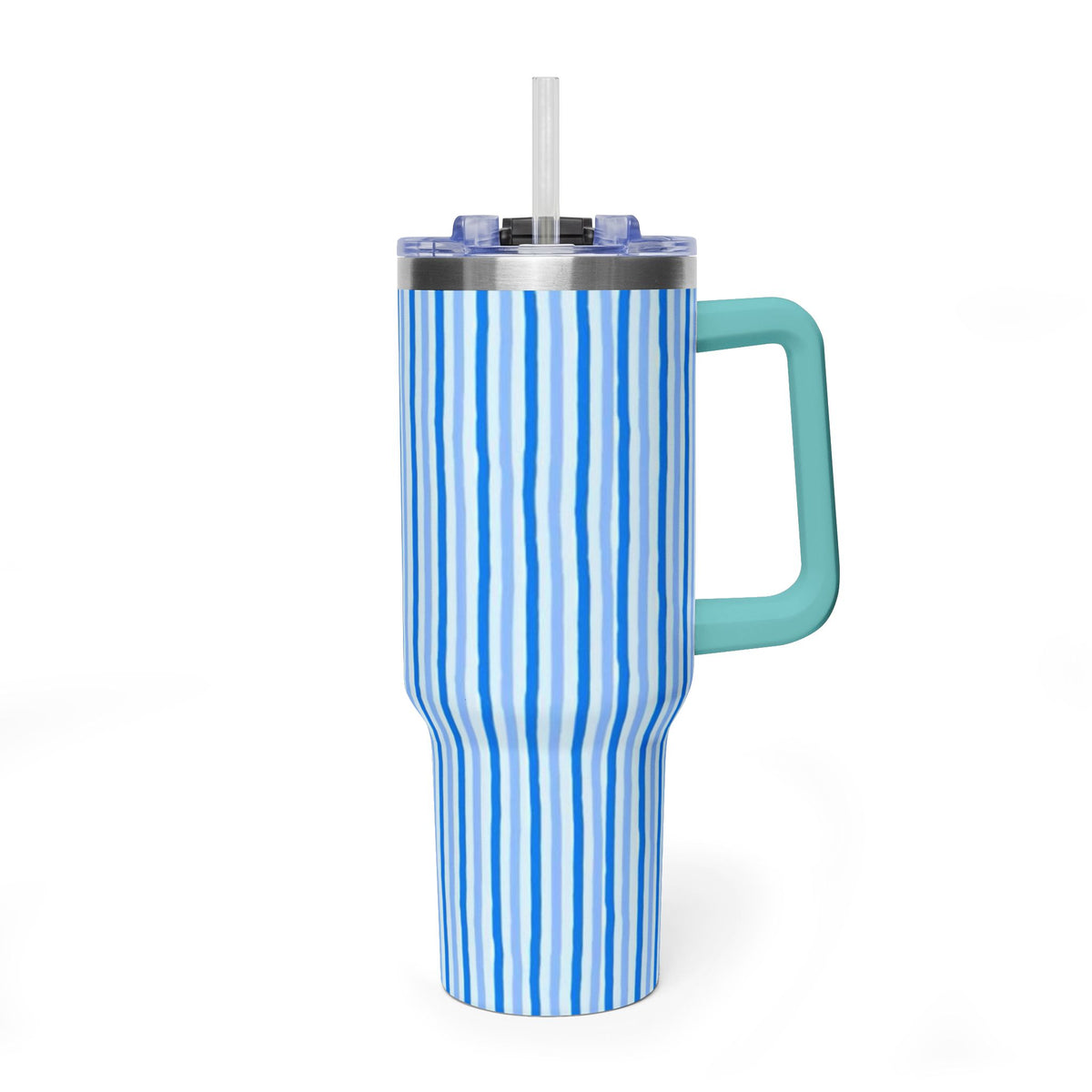 40oz Blue Watercolor Stripe Tumbler – Insulated Travel Cup