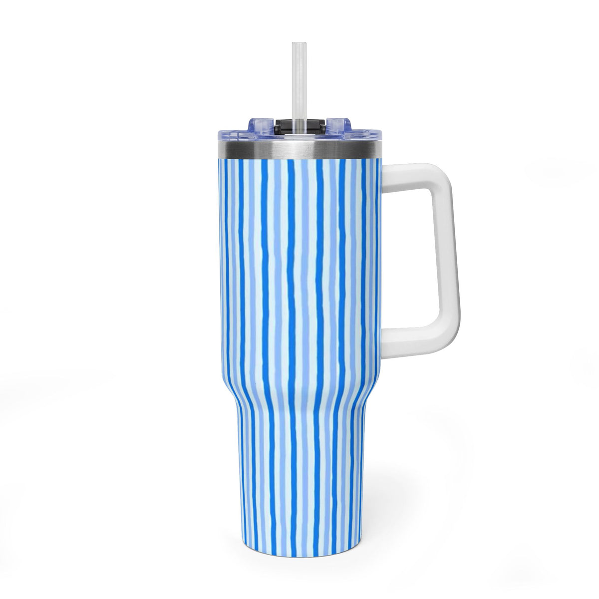 40oz Blue Watercolor Stripe Tumbler – Insulated Travel Cup