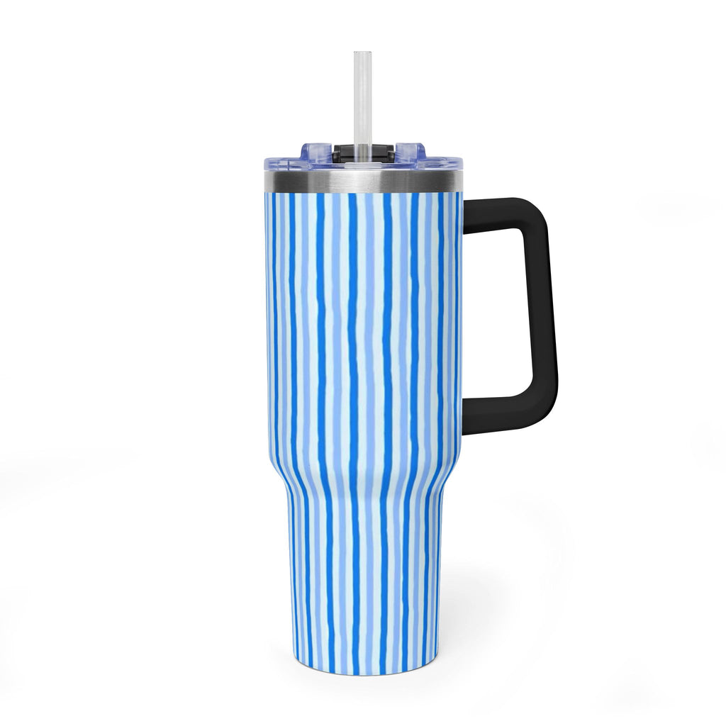 40oz Blue Watercolor Stripe Tumbler – Insulated Travel Cup