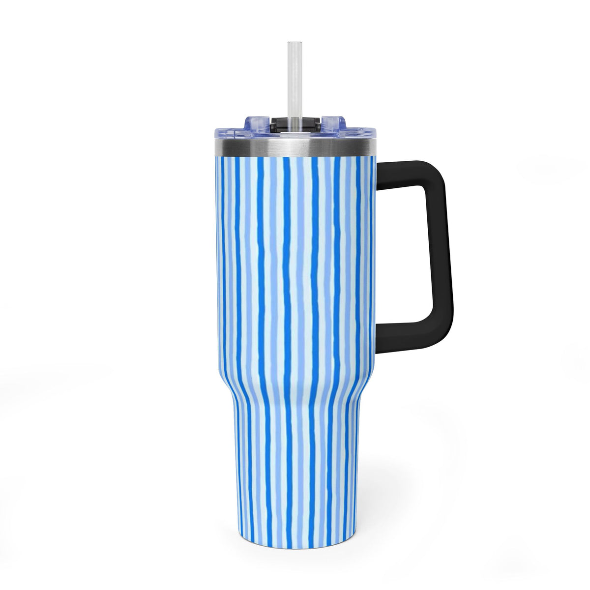 40oz Blue Watercolor Stripe Tumbler – Insulated Travel Cup