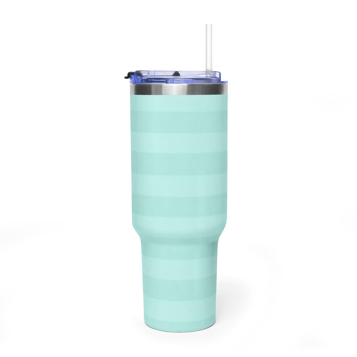 40oz Mint Stripe Vacuum Tumbler — 'Sip Society' Insulated Travel Mug  with sip society script