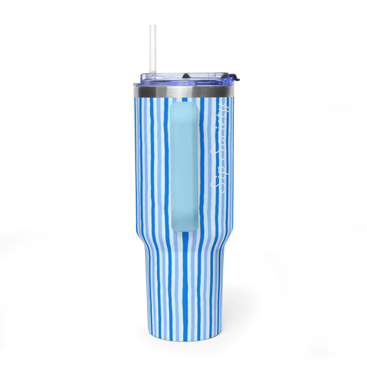 40oz Blue Watercolor Stripe Tumbler – Insulated Travel Cup