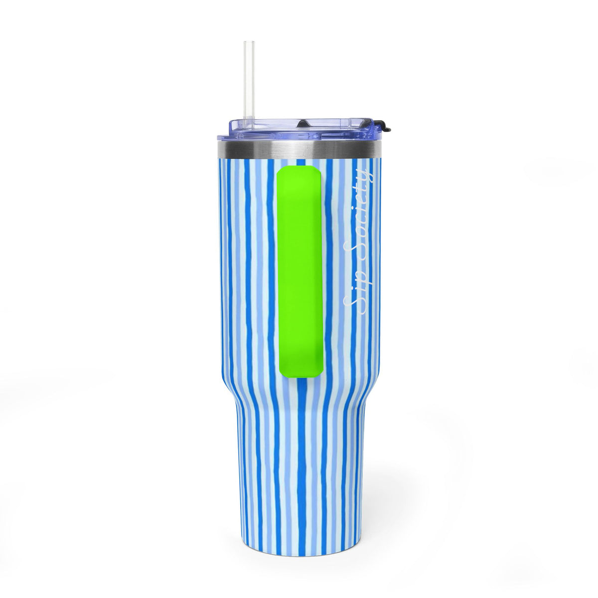 40oz Blue Watercolor Stripe Tumbler – Insulated Travel Cup