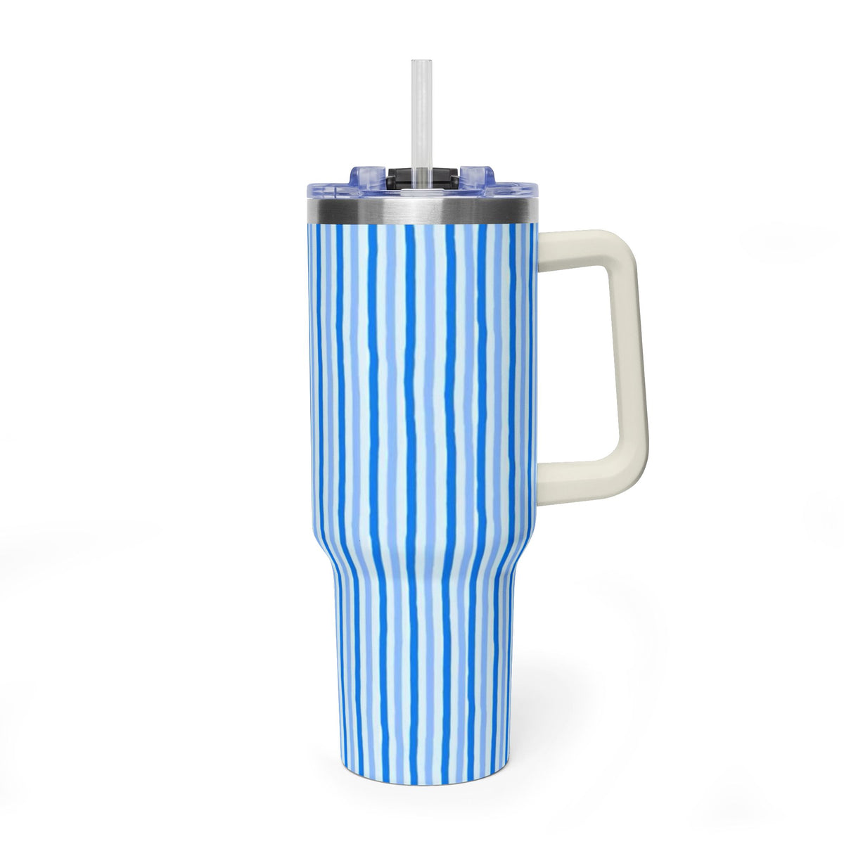 40oz Blue Watercolor Stripe Tumbler – Insulated Travel Cup
