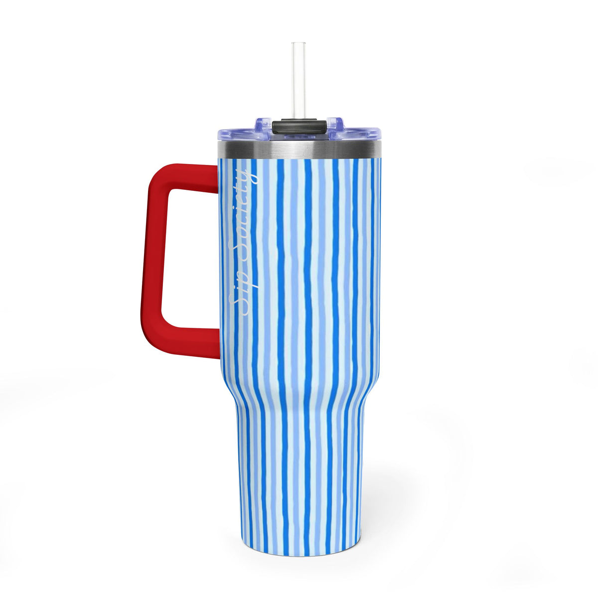 40oz Blue Watercolor Stripe Tumbler – Insulated Travel Cup