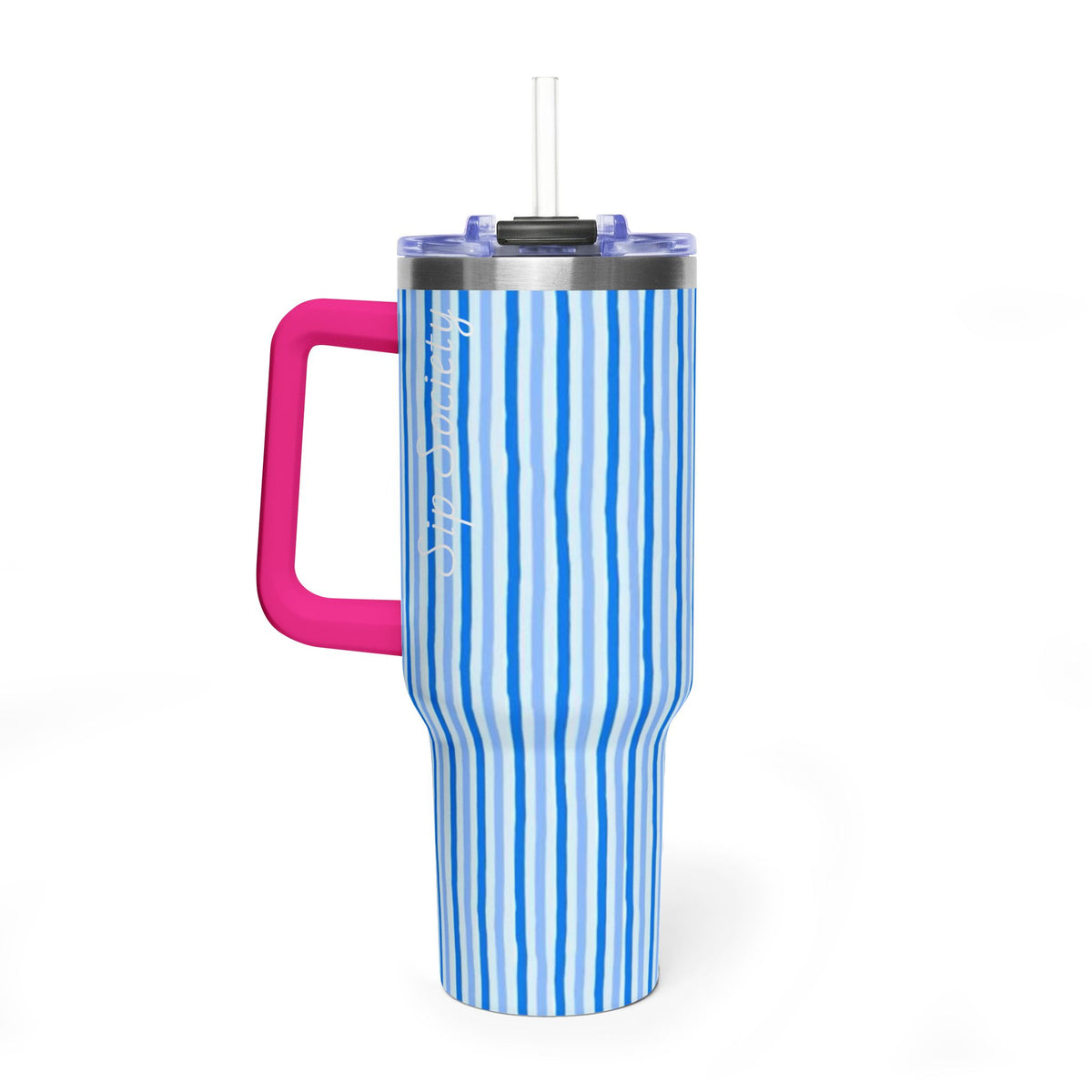 40oz Blue Watercolor Stripe Tumbler – Insulated Travel Cup