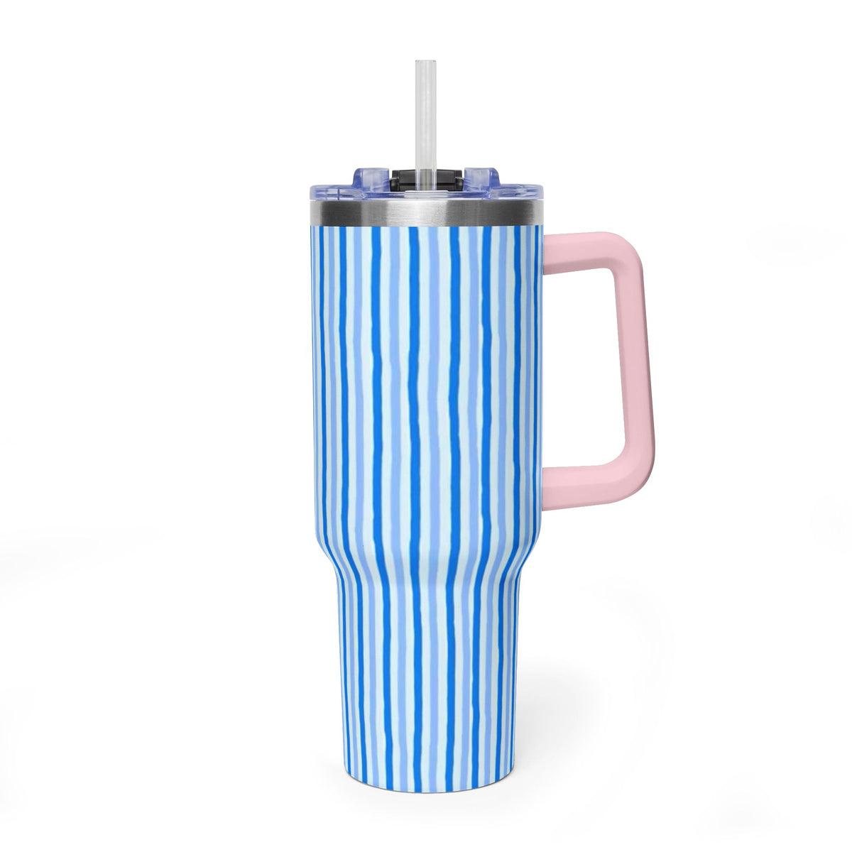 40oz Blue Watercolor Stripe Tumbler – Insulated Travel Cup