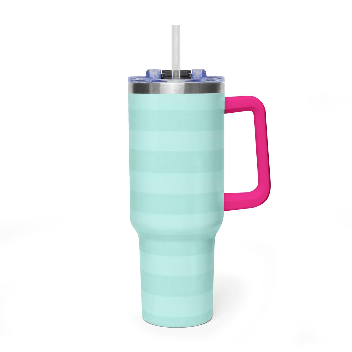 40oz Mint Stripe Vacuum Tumbler — 'Sip Society' Insulated Travel Mug  with sip society script