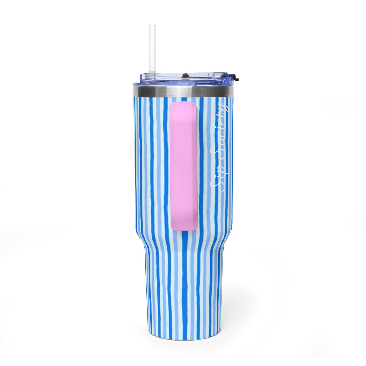 40oz Blue Watercolor Stripe Tumbler – Insulated Travel Cup