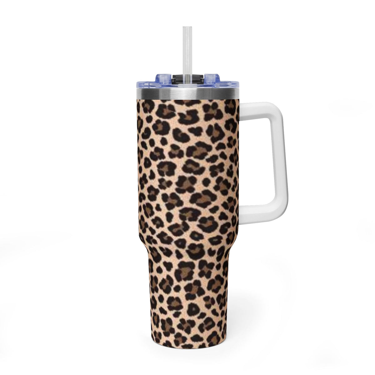 Leopard Print 40oz Vacuum Tumbler - Insulated Travel Mug with sip society script