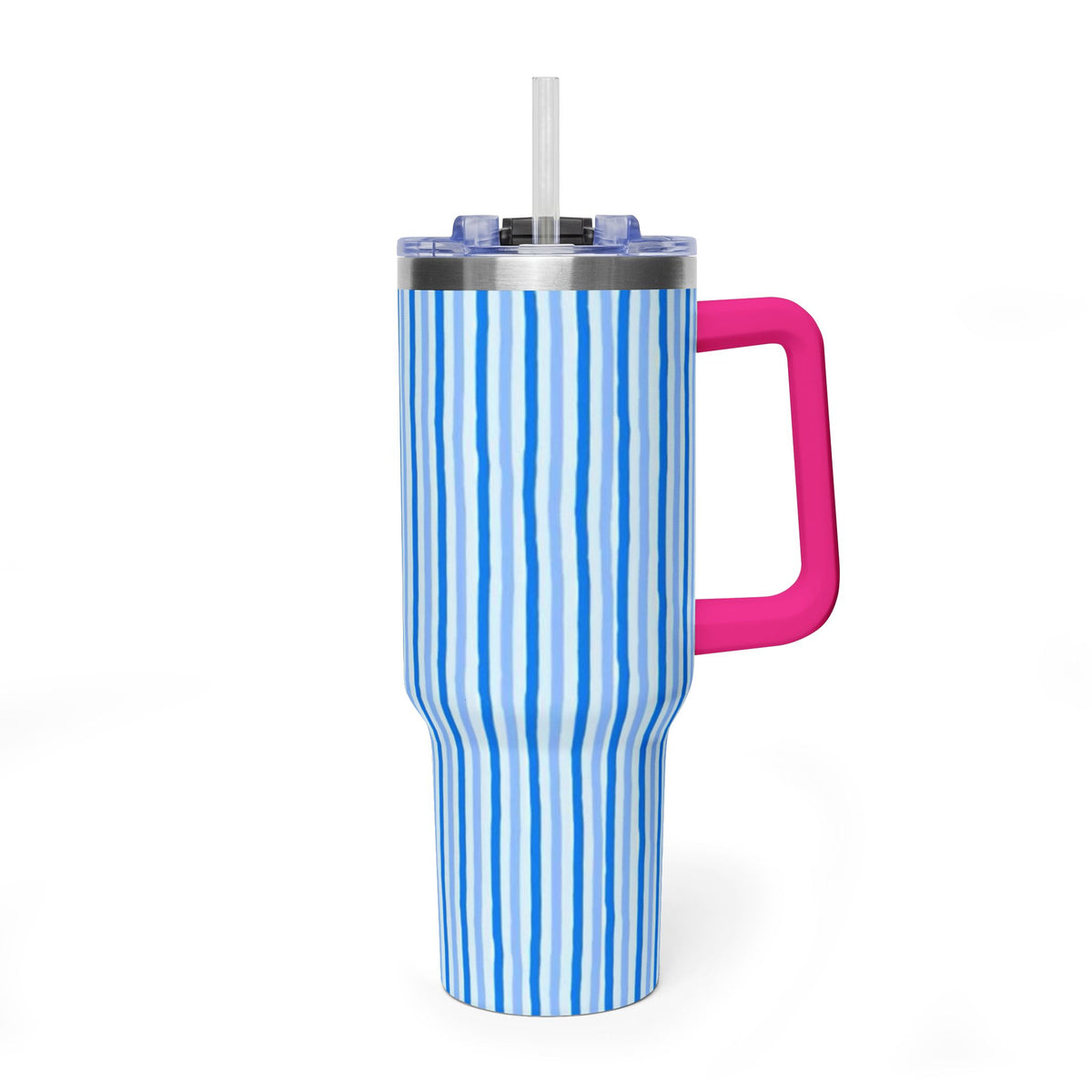 40oz Blue Watercolor Stripe Tumbler – Insulated Travel Cup