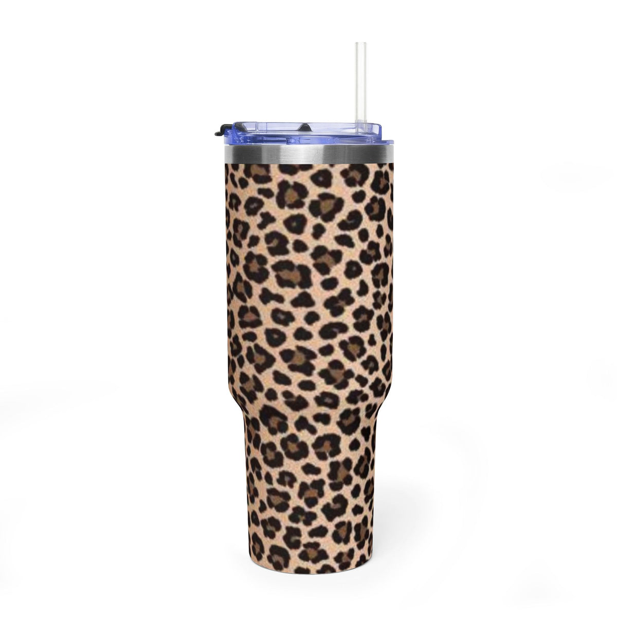 Leopard Print 40oz Vacuum Tumbler - Insulated Travel Mug with sip society script