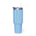 40oz Blue Watercolor Stripe Tumbler – Insulated Travel Cup