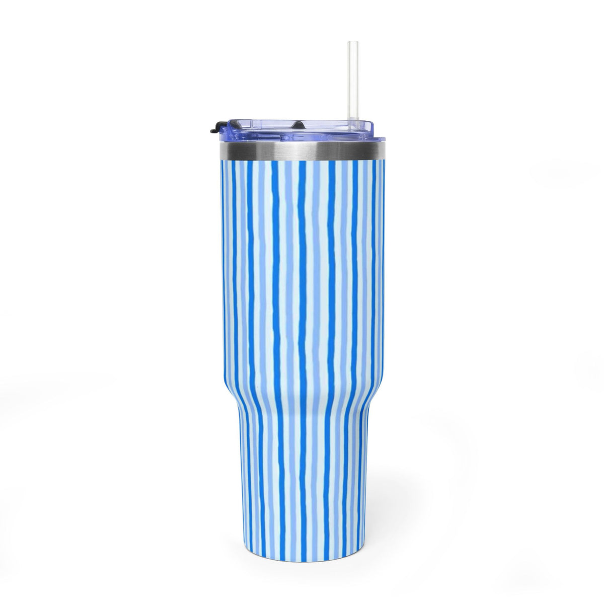 40oz Blue Watercolor Stripe Tumbler – Insulated Travel Cup
