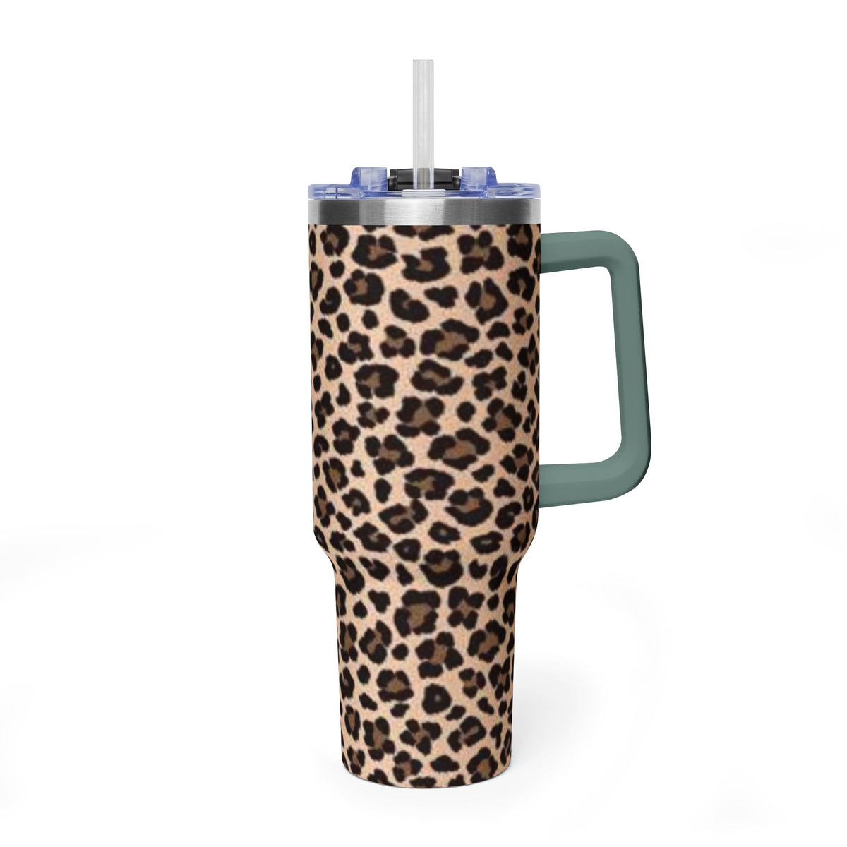 Leopard Print 40oz Vacuum Tumbler - Insulated Travel Mug with sip society script