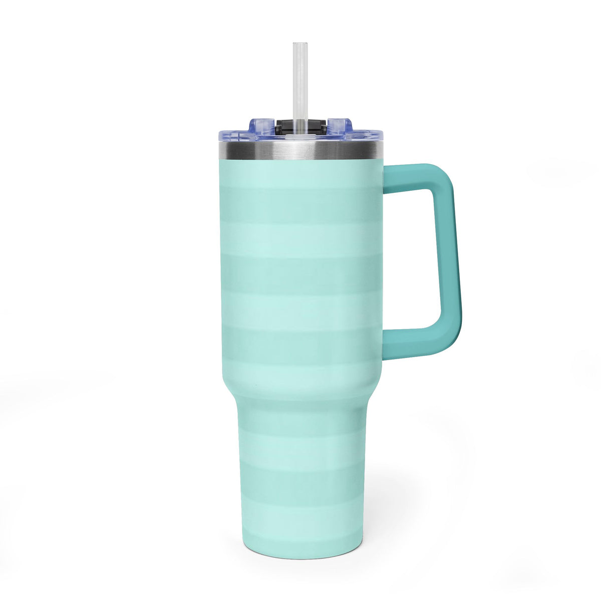 40oz Mint Stripe Vacuum Tumbler — 'Sip Society' Insulated Travel Mug  with sip society script