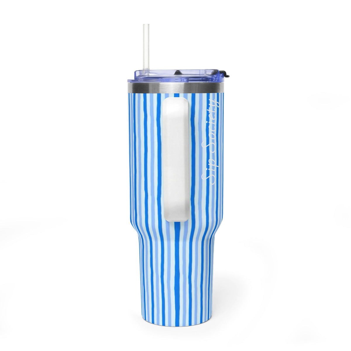 40oz Blue Watercolor Stripe Tumbler – Insulated Travel Cup